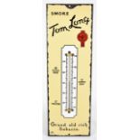 An early 20th century vitreous enamel Tom Long advertising thermometer, 'Smoke Tom Long Grand Old