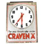 A vintage Craven 'A' Cigarettes advertising wall timepiece, the dial set with Arabic numerals and