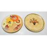 GRAY'S POTTERY; a handpainted floral decorated charger, diameter 31.5cm, and a Crown Ducal tube line