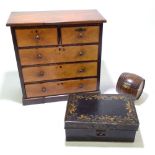 A tabletop apprentice-type chest of two short over three long drawers, height 37cm, width 36.5cm,