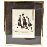 LAURENCE STEPHEN LOWRY RBA RA (1887-1976); a pen signed limited edition print, 'The Family',