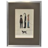 LAURENCE STEPHEN LOWRY RBA RA (1887-1976); a signed limited-edition print, 'Three Men and a Cat',