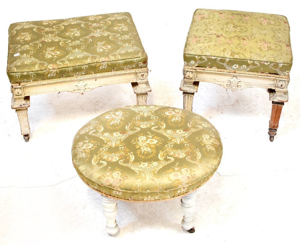 A pair of 19th century stools in the Gustavian style,