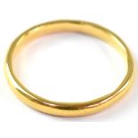 A 22ct yellow gold ladies wedding band, size L, approx 2.6g.