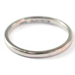 A ladies' platinum fine wedding band, size M, approx 2.9g.