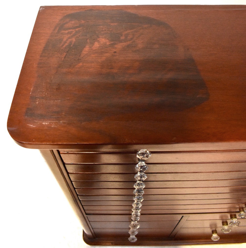 An early 20th century mahogany specimen/collector's chest of ten long drawers over two banks of - Image 2 of 2