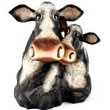 CAROLINE SHOTTON; a sculpture titled 'Mini Moo', depicting a pair of loving cows, painted resin,