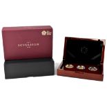 A Royal Mint 'The Sovereign 2016' three-coin gold proof set comprising a sovereign,