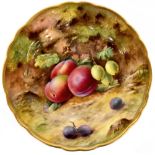 ROYAL WORCESTER; a 'Fallen Fruits' cabinet display plate decorated by Thomas Lockyer,