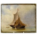 UNATTRIBUTED; small oil on board maritime scene depicting a sailing boat in full sail,