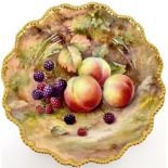 ROYAL WORCESTER; a 'Fallen Fruits' cabinet display plate decorated by Thomas Lockyer,