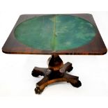 A 19th century mahogany fold-over games table,