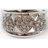 A modern 9ct gold diamond love heart ring,