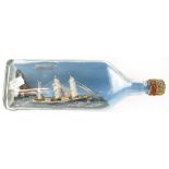 A ship in a bottle, a diorama of a three-masted sailing ship, 'Killarney',