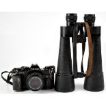 A leather cased pair of Barr & Stroud, Glasgow & London 15 x CF46 binoculars, patent no.