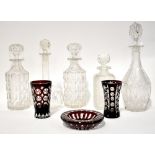 Two Bohemian ruby flash glass vases, height of each approx 13cm,