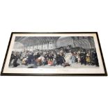 AFTER W P FRITH RA; a large coloured stipple engraving 'The Railway Station',