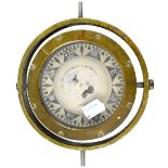 A Kelvin Bottomley & Bird Ltd Glasgow brass ship's compass and dividers, diameter 13cm (2).