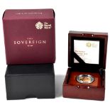 A Royal Mint 'The Piedfort Sovereign 2019 Gold Proof Coin', limited edition no.