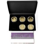 A Royal Mint 'History of the Monarchy Silver Proof Crown Collection' (£5) comprising five from a