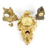 A late 19th century French Boulle work mantel clock of Louis XV design, the gilt brass dial signed