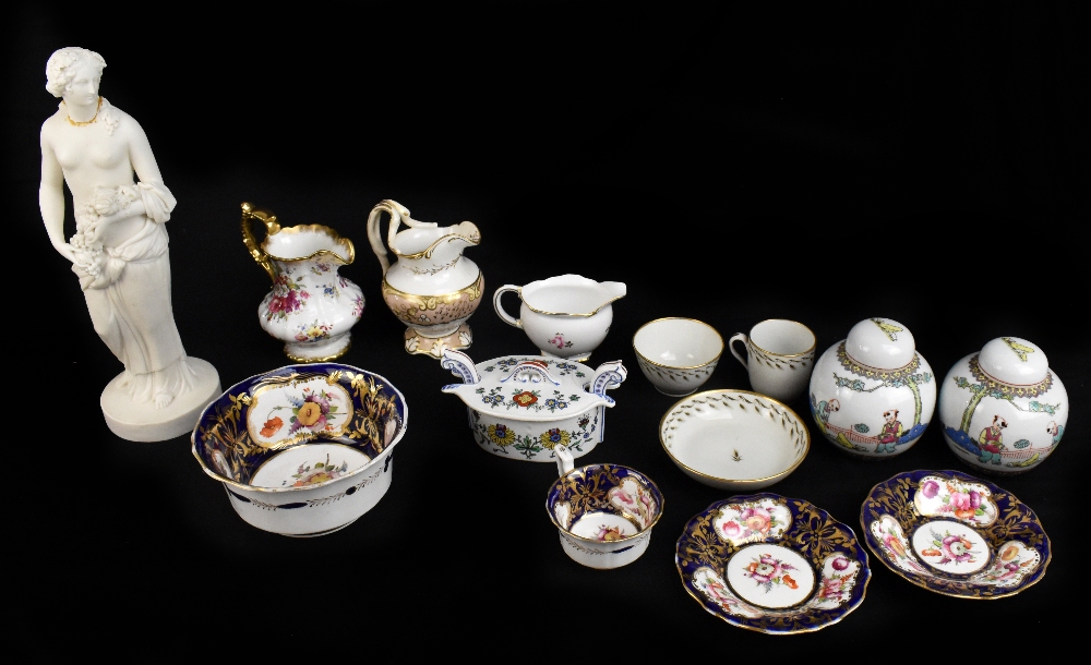 A collection of 19th century and later decorative ceramics including an English Porcelain slop bowl,
