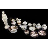 A collection of 19th century and later decorative ceramics including an English Porcelain slop bowl,