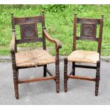 A set of six Macclesfield carved oak dining chairs ascribed to Macclesfield wood carver ‘