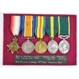 A WWI and later medal group of five comprising trio and two Territorial Force Efficiency Medals