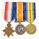 A WWI medal trio awarded to 10009 Pte. J. Butterworth Manchester Regiment.