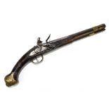 A late 18th/early 19th century Turkish flintlock 17 bore pistol with 11.5" barrel and mounted with a