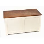 A white painted blanket box, height 49.5cm, width 94cm, depth 47cm