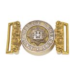 A 19th century East Surrey Regiment officer's belt plate of two part gilt and silvered brass