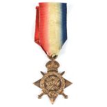 A WWI 1914 Mons Star awarded to J. A, Sisson B.R.C.S & O.St.J.J.