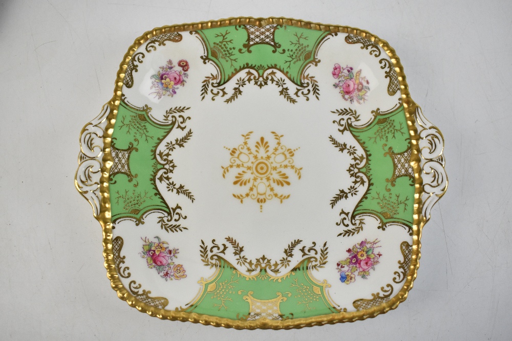 COALPORT; a eleven pieces of 'Batwing' pattern tea wares, comprising two green 'Batwing' cake plates - Image 11 of 14