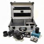 HASSELBLAD; a 500C/M camera body with Carl Zeiss f= 80mm lens, no.6307020, with assorted accessories