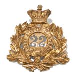 A Victorian gilt metal officer's helmet plate for the 22nd Regiment of Foot (The Cheshire Regiment),