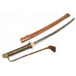 A Japanese 1930s/WWII period army officer's shin-gunto, the curved blade to brass habaki and pierced