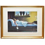 JACK VETTRIANO (Scottish, born 1951); signed limited edition silkscreen, 'The Letter', 180/275, 56 x