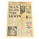 MOON LANDING; an original Daily Express newspaper dated Monday July 21st 1969 with the headline 'Sea