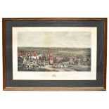 AFTER F GRANT; a large coloured engraving by F Bromley 'The Meeting of Her Majesty's Stag Hounds