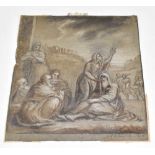 18TH CENTURY CONTINENTAL SCHOOL; charcoal study, classical scene with figures, indistinctly
