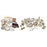A large collection of assorted silver plate including a Victorian tea service, cocktail shaker,