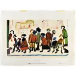 LAURENCE STEPHEN LOWRY RBA RA (1887 - 1976); signed colour print, 'People Standing About', with FATG
