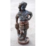 A contemporary garden metal ornament modelled as a young boy, height 99cm.