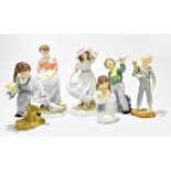 ROYAL WORCESTER; six assorted figures comprising 'A Farmer's Wife', 'Grandma's Bonnet', 'Flight'