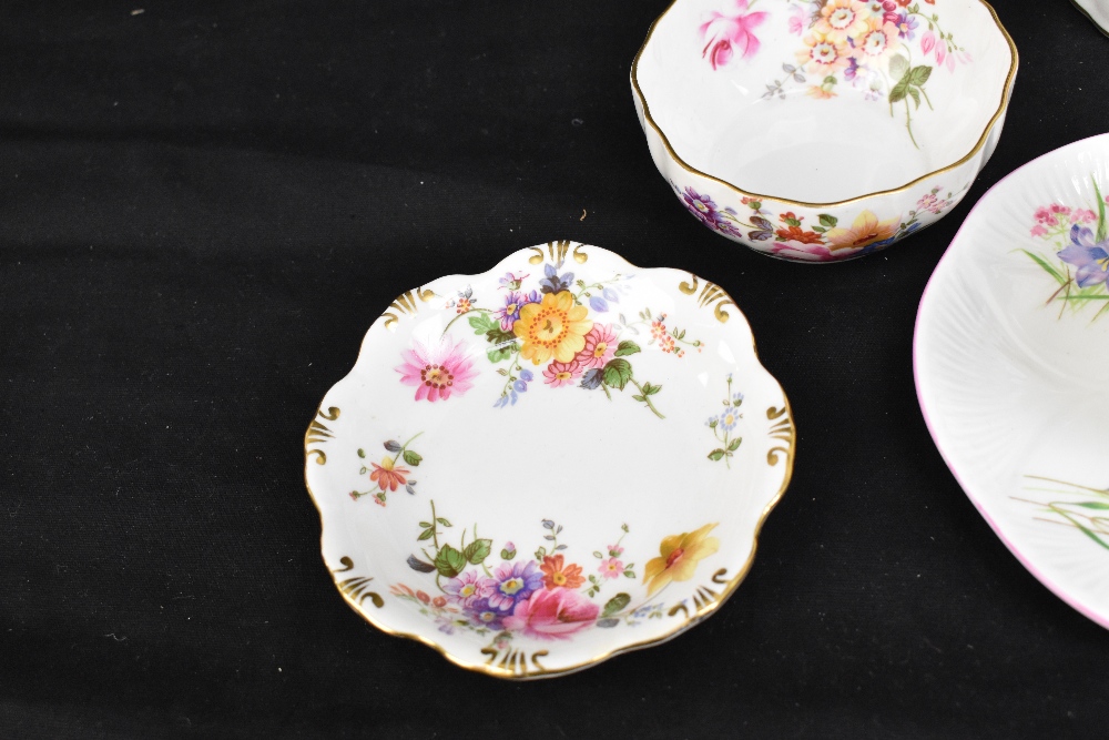 SHELLEY; an eighteen-piece 'Wild Flowers' pattern part tea service, with a Royal Crown Derby - Image 4 of 4