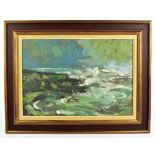 IN THE MANNER OF JOAN EARDLEY R.S.A (Scottish, 1921-1963); oil on canvas, coastal landscape, bears