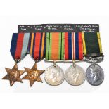 The WWII medal group of five comprising Territorial Efficiency, War and Defence Medals, 1939-1945