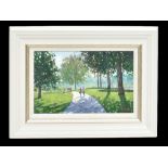 CHARLES ROWBOTHAM; oil on board, 'Green Park, Summer Light, signed lower right, 25 x 39cm,